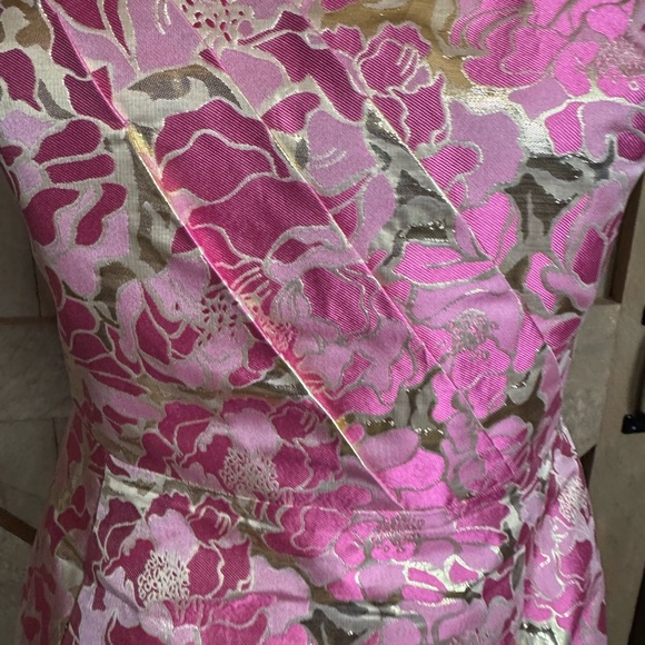 Lilly Pulitzer Raya pink and gold strapless silk blend dress Size 6 - Picture 4 of 13